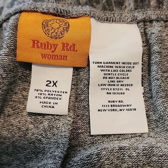 Ruby Rd Comfy and Cozy Pant sz 2X in Grey Multi - Picture 3 of 3